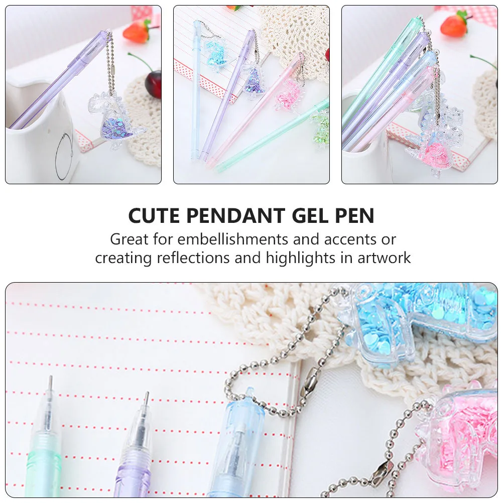 20Pcs Dinosaur Pendant Gel Pens Creative Writing Pens Smooth Ink Plastic Gel Pen Set for School Office Students Signature Notes