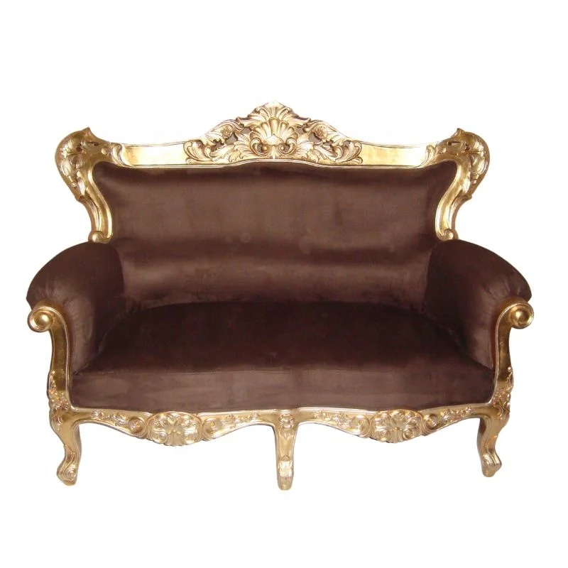 French Style Living Room Sofa Antique Reproduction Living Room Chair Gold Sofa Two Seater European Home Furniture