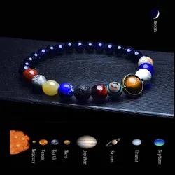 Noter Eight Planets Bracelet Men 6mm 8mm Natural Volcanic Rock Braslet Lapis Lazuli Beaded Brazalete Chakra Braclet Pulsera