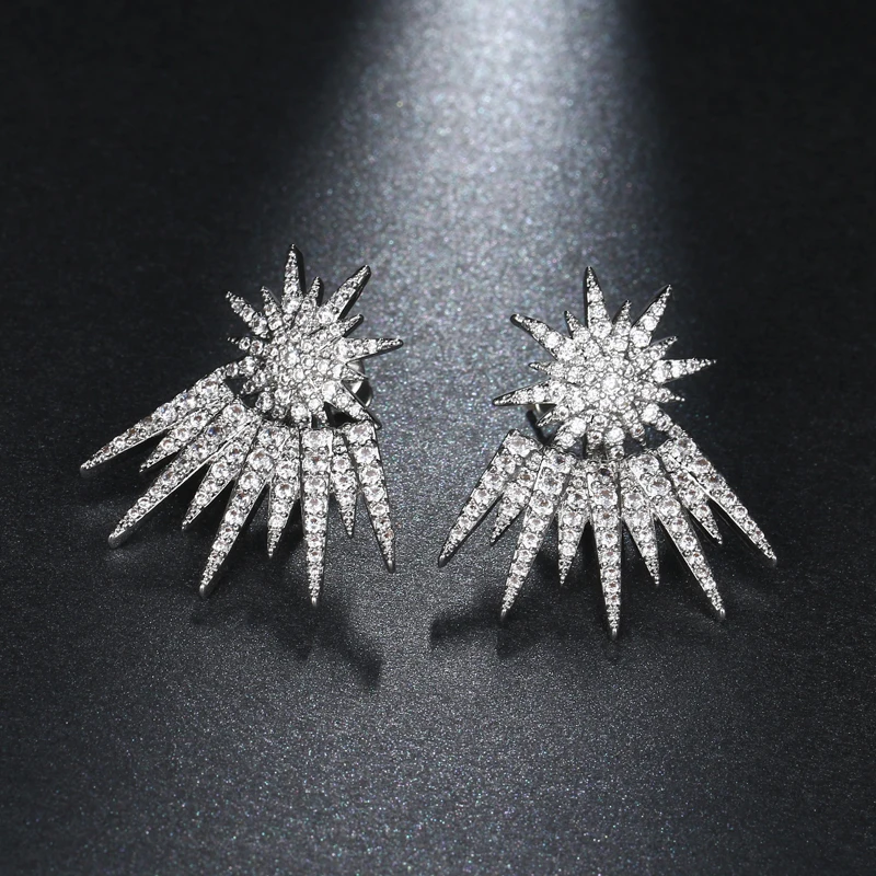 LXOEN Punk Cubic Zirconia Stud Earrings for Women Charm Geometry Silver Color Earring Pulseras Earing Studs Gifts Jewelry Bijoux