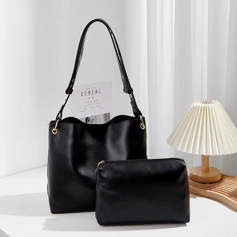 Large-capacity bag female  new trendy all-match texture messenger high-end fashion one-shoulder bucket bag cross body bag