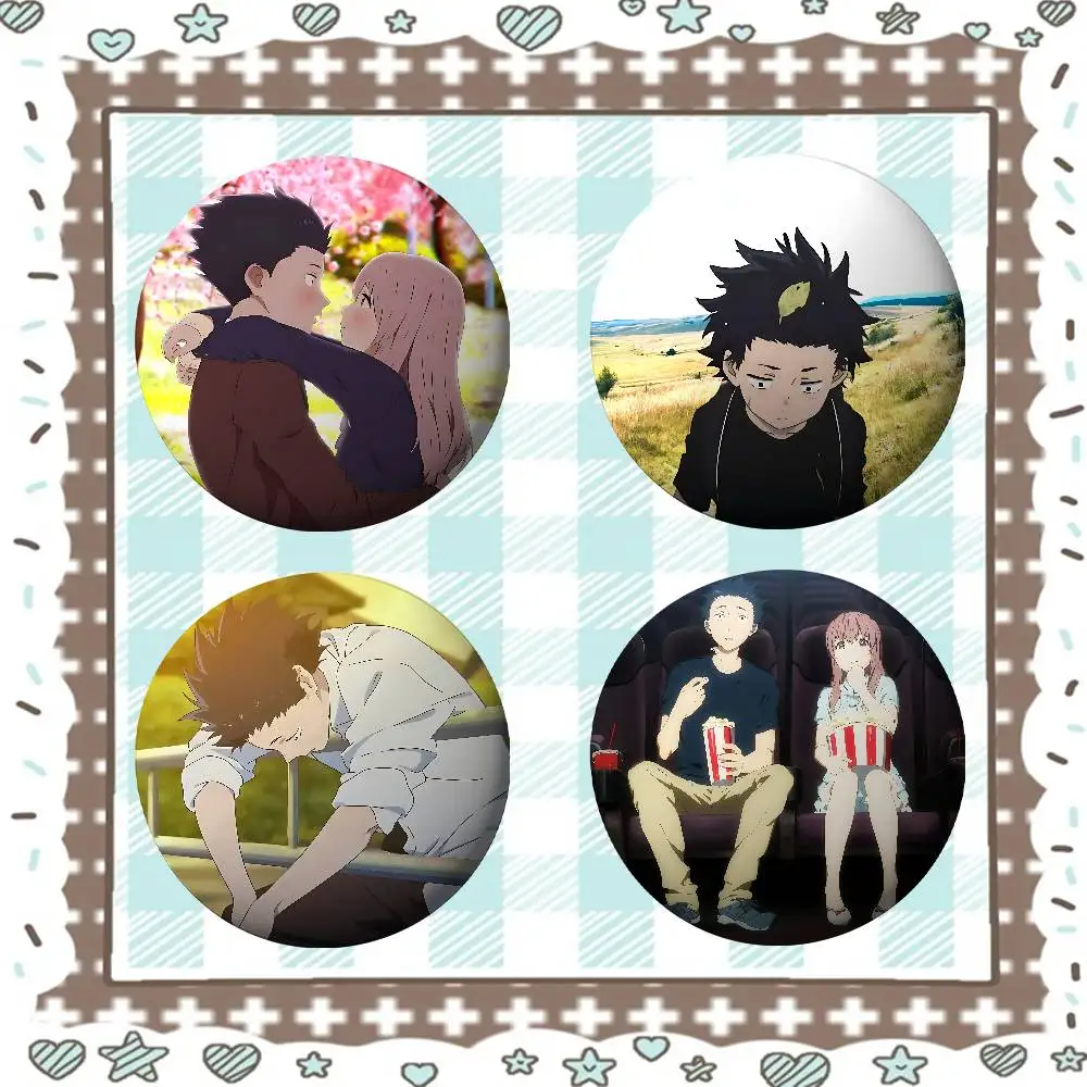 Anime A Silent Voice Minimalist Exquisite Tinplate Brooches: Sleek Badge Lapel Pins For Bag Accessories, Practical Souvenir Gift