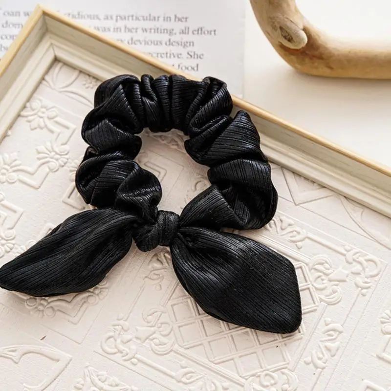 Christmas Scrunchies 5pcs Solid Color Hair Accessories Headband Set Christmas Ponytail Holders With Bow Tie For Women Girls image 4