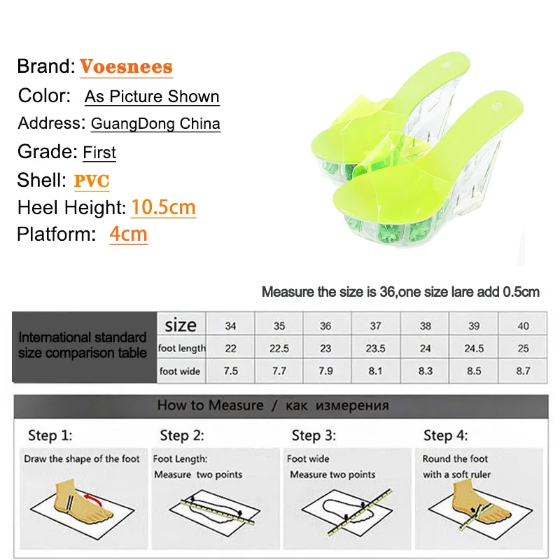 New Orange Jelly Shoes 10.5CM Transparent PVC Sexy High Heels Summer Wedge Sandals Rose Platform Fashion Women Outdoors Slippers