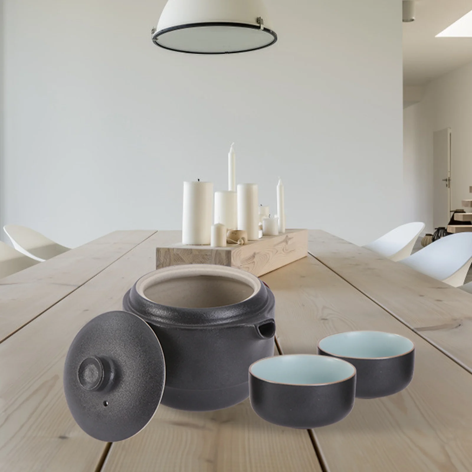 

Kung Fu Tea Set Travel Portable Ceramic Teapot with 2 Cups Nesting Design Filter Heat Insulation Anti-Scald Tea Kit for Home Use