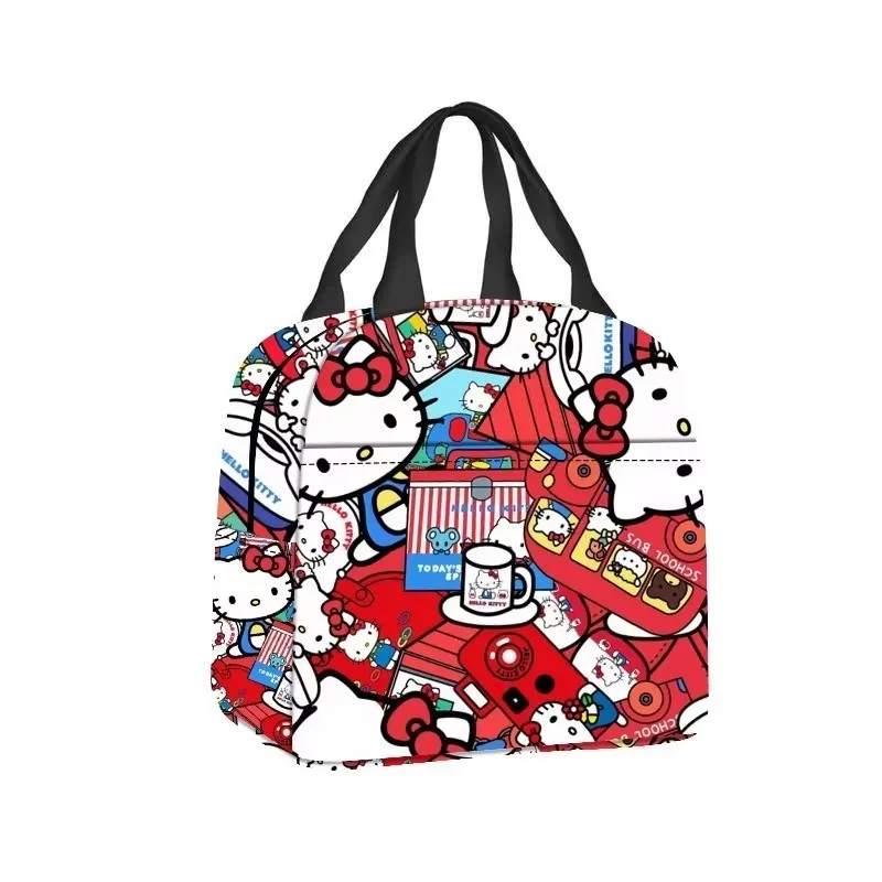 ​​​​MINISO Hello Kitty Lunch Bag Cute Sanrio Anime Insulated Student Tote Bag Kawaii Cartoon Handbag Kids Birthday Holiday Gifts