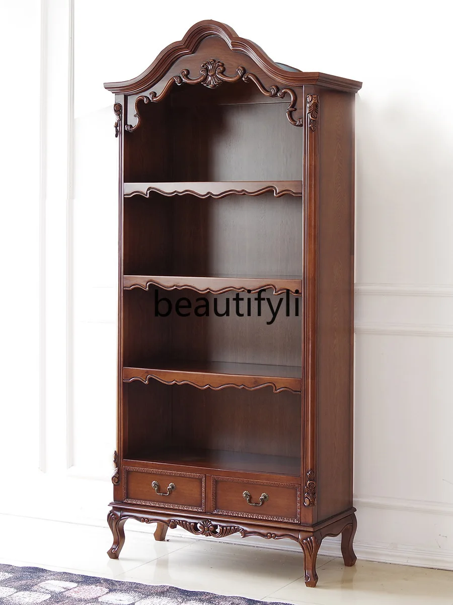 

American Full Bookcase Furniture Bookshelf Living Room European Style Bedroom Vintage Storage Rack Floor-standing Wall-leaning