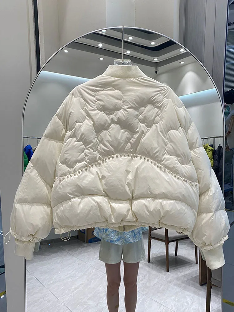 Chaqueta acolchada de Invierno para mujer, abrigos térmicos de plumón de pato blanco, costura gruesa y cálida, Patchwork a cuadros, nuevo diseño