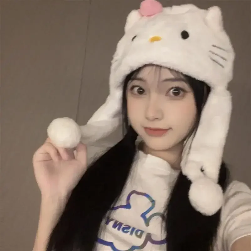 المرأة القطيفة قبعة Kawaii مرحبا كيتي أنيمي الخريف الشتاء الكرتون لطيف الحلو الفتيات رشاقته الدفء حماية الأذن مهرجان هدية