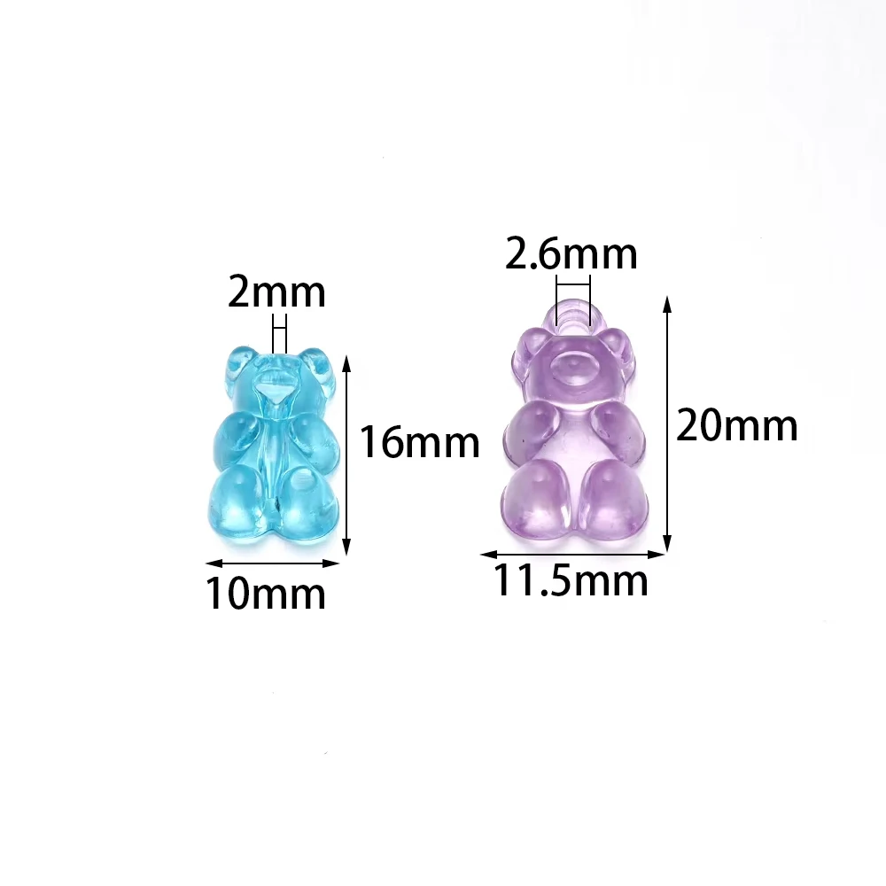 10pcs Colorful Bear Acrylic Beads Cute Transparent Gummy Bear Series Bead For Jewelry Making DIY Bracelet Earring Christmas Gift