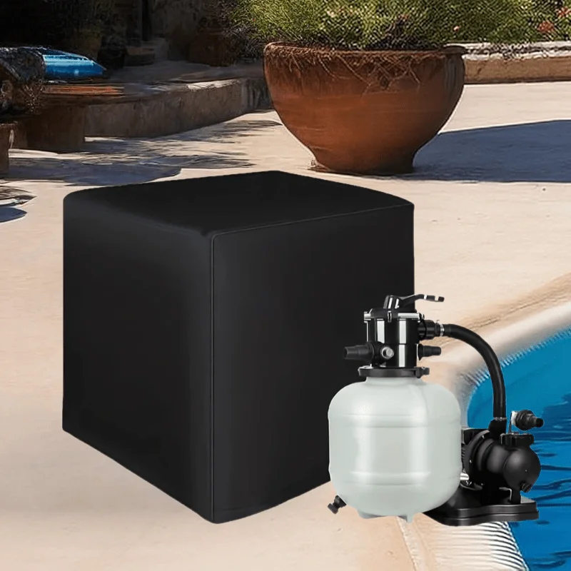 Cubierta de filtro de piscina para bombas de filtro de arena, cierre de tracción resistente, protección exterior para todo tipo de clima para piscinas y spas sobre el suelo