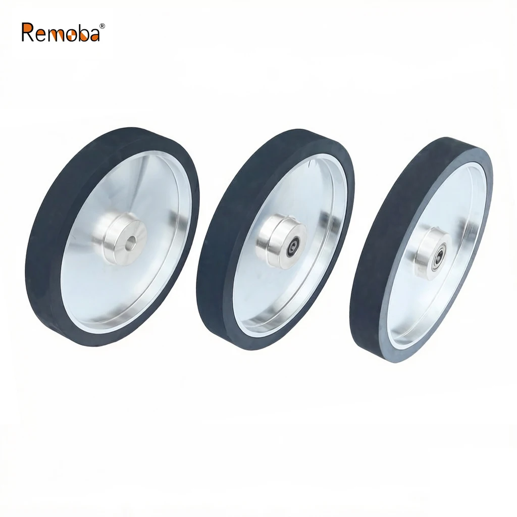 

Ролик-направляющая для ленточной шлифовальной машины 14"x2" (350x50 мм) из цельной резины, твердость 90A, 70A, 55A