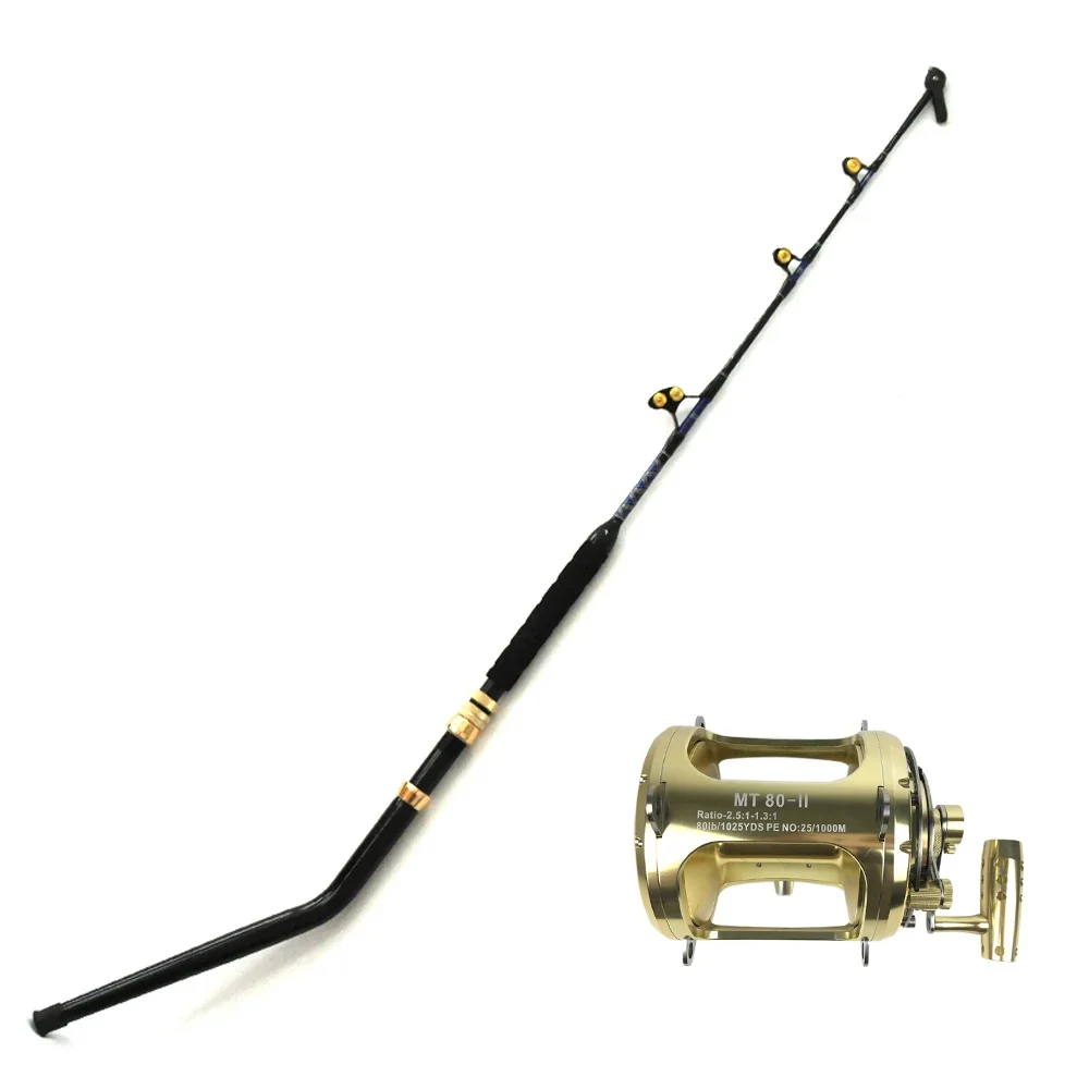 Big Game Saltwater Trolling Fishing Rods and 80w Reels Combo  Heavy Duty Reels Sea Trolling Deep Sea Tuna Fishing Rod Reel Combo