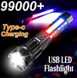 Strong LED Flashlight Fast Type C Rechargeable Light Outdoor Lighting Powerful Handheld Torch For Camping Emergencie