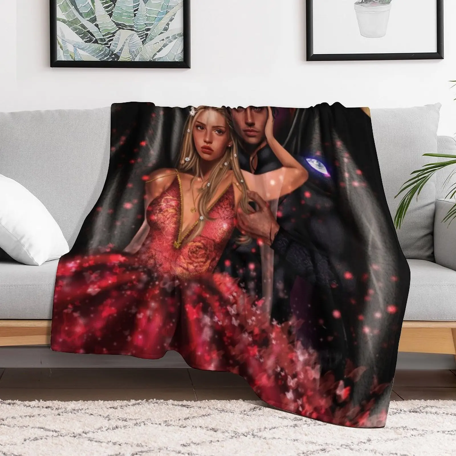 Elain Archeron and Azriel The Shadowsinger from Acotar Throw Blanket Single Summer Decorative Sofa Bed Fashionable Blankets