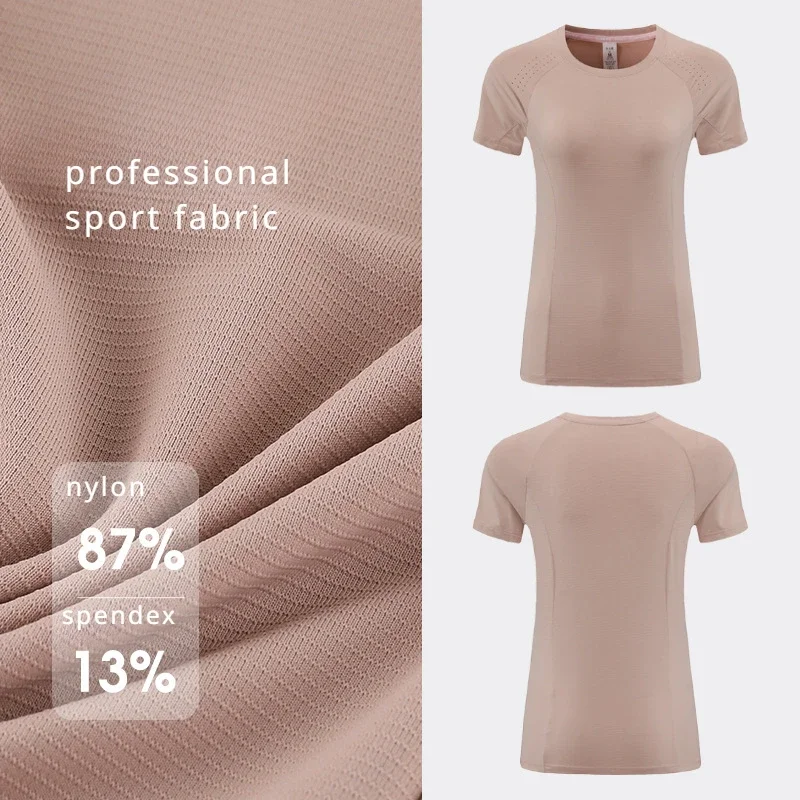 

Summer Elastic Alethic Tees Women's Sports T-Shirts Yoga Training Fitness Top Outdoor Running Lightweight Quick-Drying Sportwear