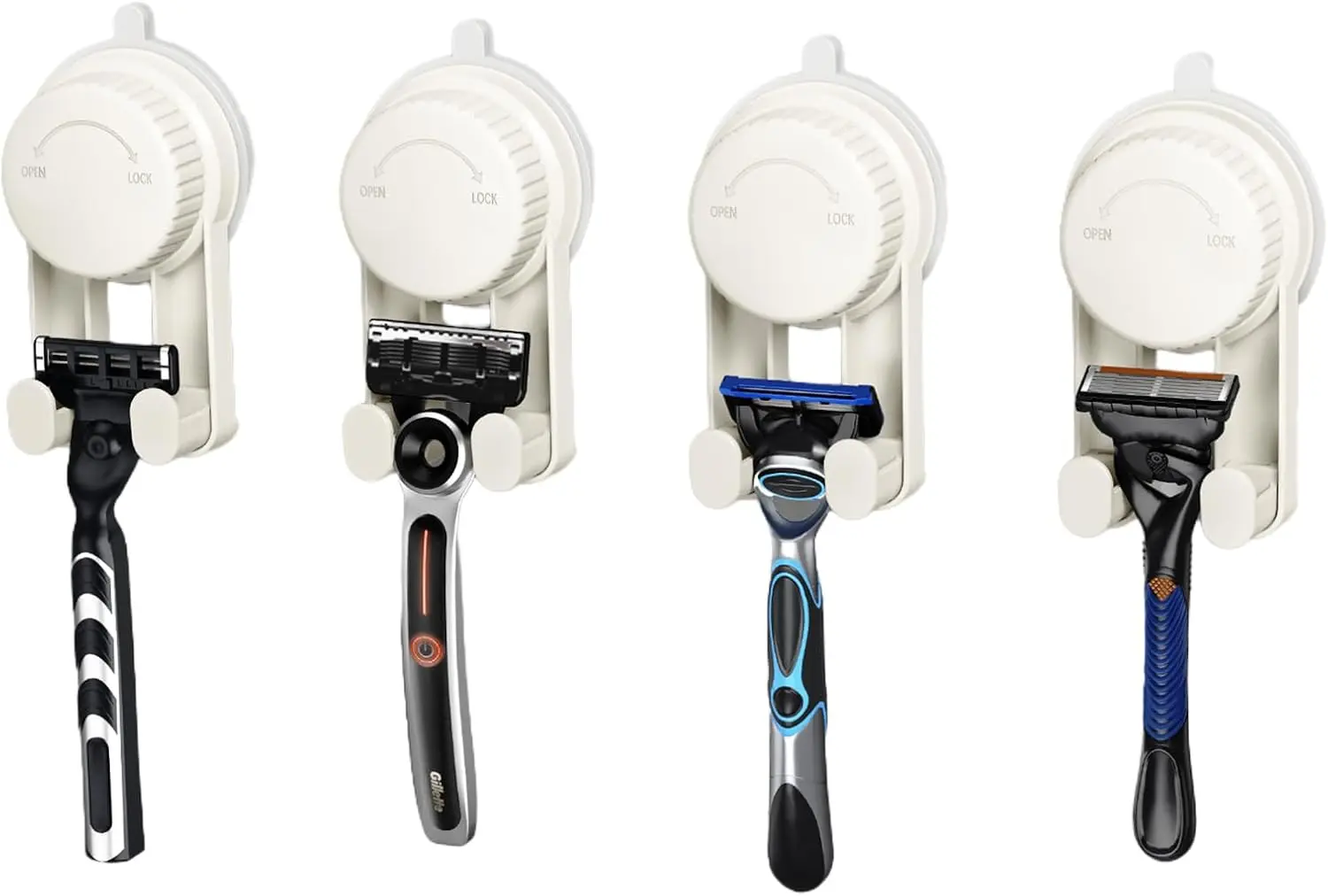 

Suction Cup Razor Holder in Shower,Waterproof Self-Adhesive Shaver Holder Hanger Hooks,Towel,Loofah,Razor Organizer for Bathroom
