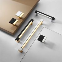 Zinc Alloy Modern Gold Black Chrome Kitchen Handle Fashion Gold Kitchen Handles Cabinet Drawer Dresser Knobs Door Hardware