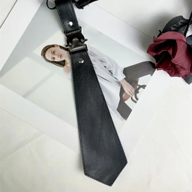 ربطات عنق M6CD مربوطة مسبقًا بدون ربطة عنق معدنية وجلد بولي يوريثان سريعة التحرير وقابلة للتعديل لحفلة موسيقية أو ملابس غير