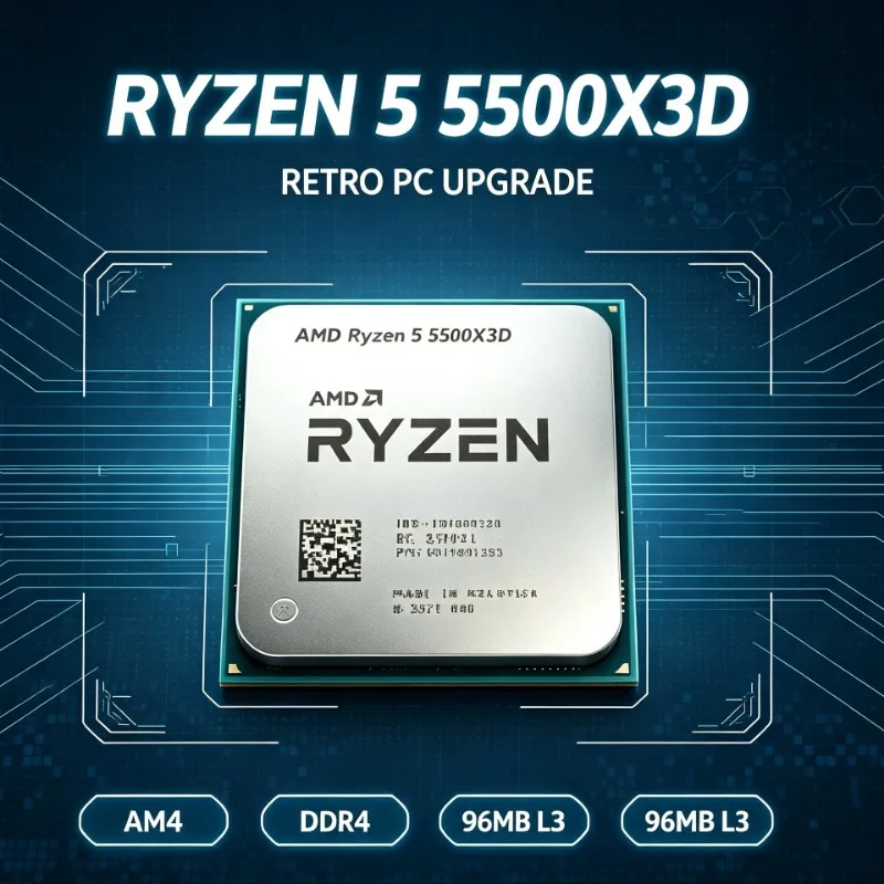 AMD Ryzen5 5500X3D High Frame Rate Gaming Chip 6C12T 3GHz Socket AM4 Support DDR4 Memory Processor Without Fan