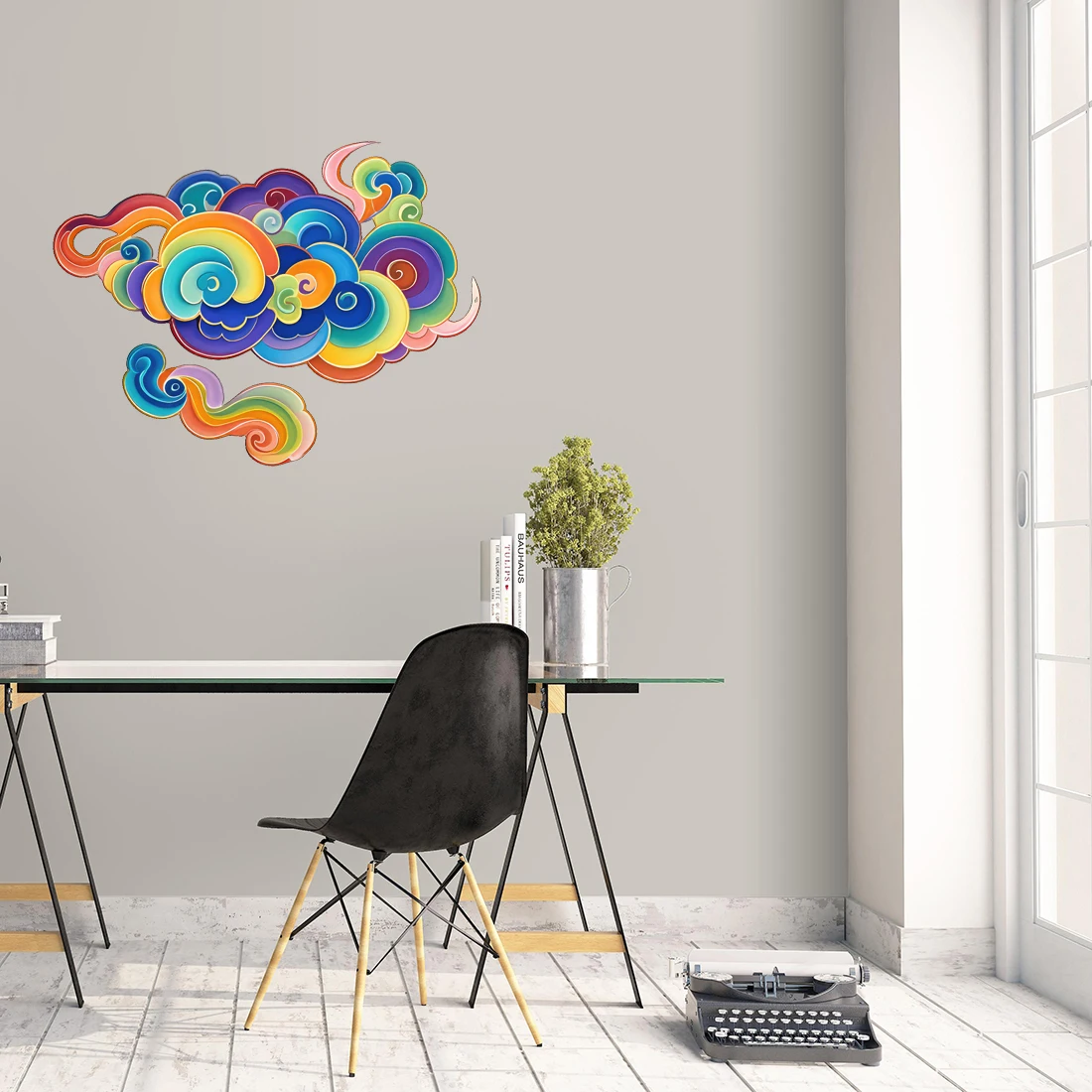 Three Ratels Q90 Beautiful auspicious clouds Art Wall Stickers for Home Decoration personalized Car decals Waterproof