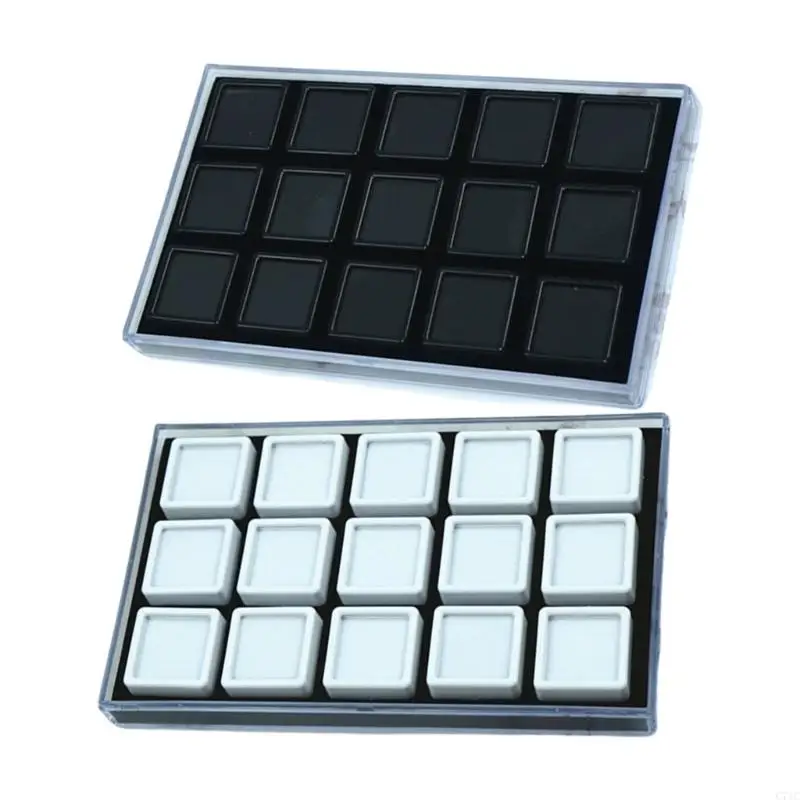

15 Compartment Crystals Rings Display Case with Acrylic Design and Dustproof Waterproof Features for Home or Store Use