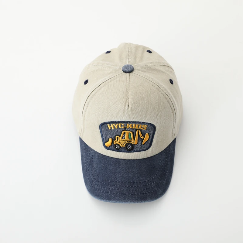 2025 Summer Fashion School Boy Baseball Hats Excavator Embroidered Children Outdoor Kids Caps for 2-8Years Baby Sports Hats