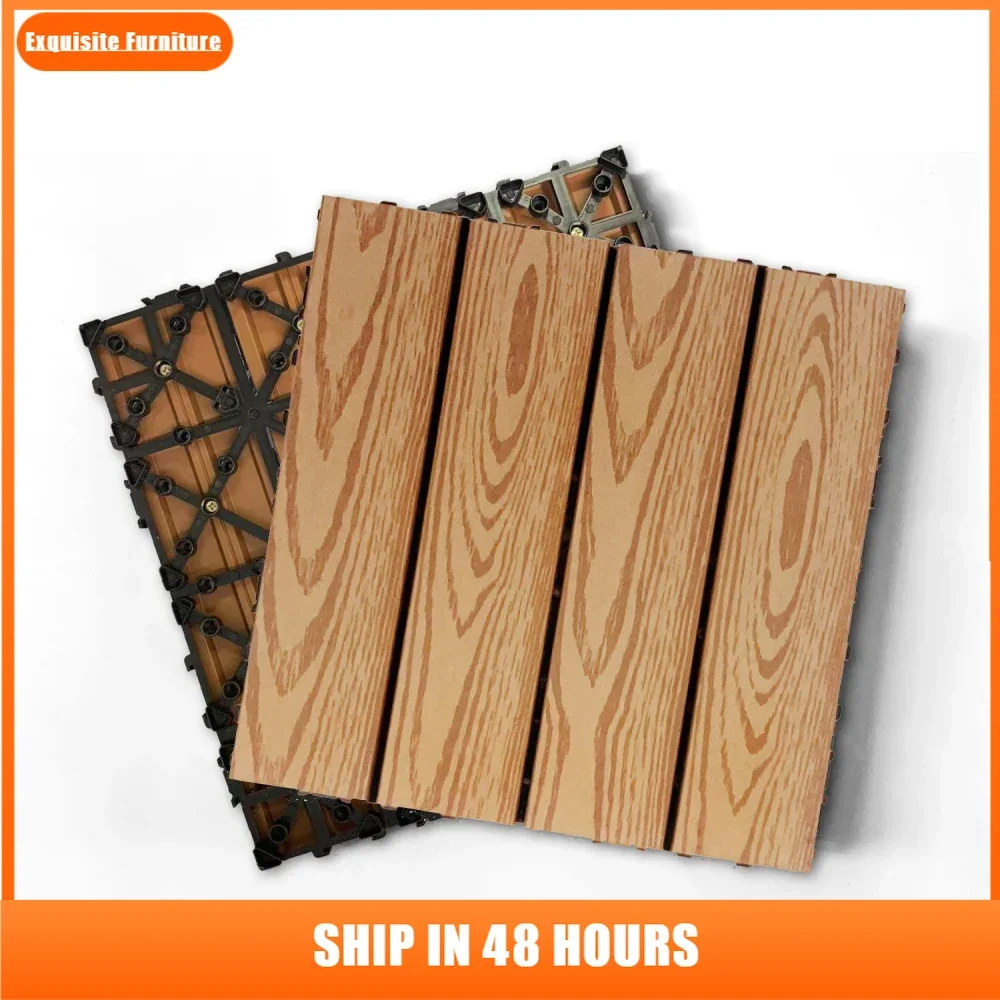 

Wood Plastic Composite Deck Tiles Set of 20pcs, Composite Decking Resist Rust, Water, Weather, Easy to DIY & Maintain, Indoor