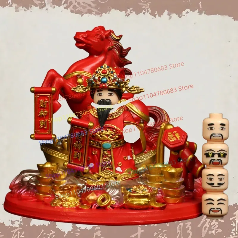 

Конструктор MOC: Мини-фигурка Китайского Бога Богатства в доспехах, коллекционная модель для демонстрации, праздничный подарок