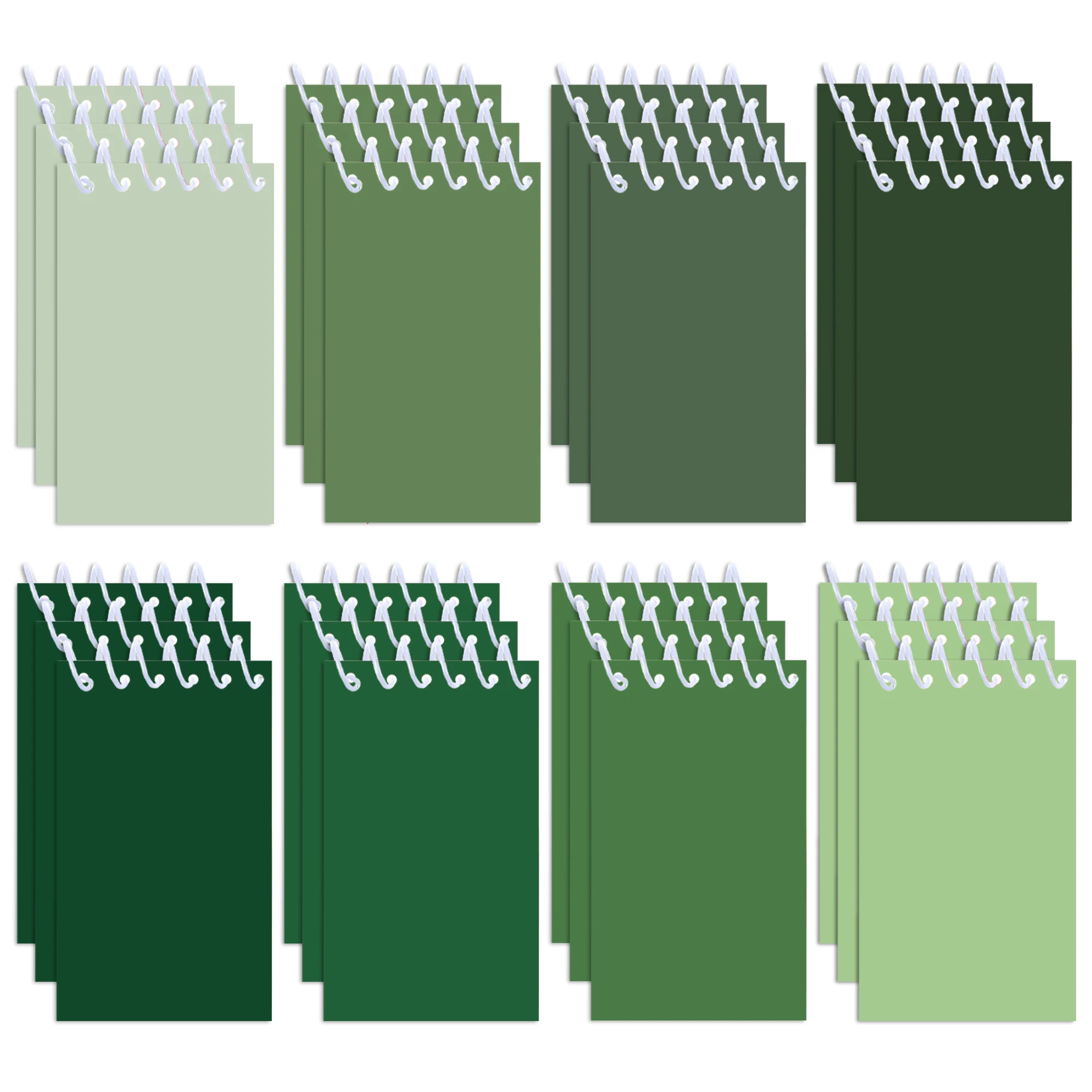 8/16/24pcs Solid Sage Green Mini Spiral Notebook Green Plain Cover Small Pocket Notepad for Office Classroom Party Favors