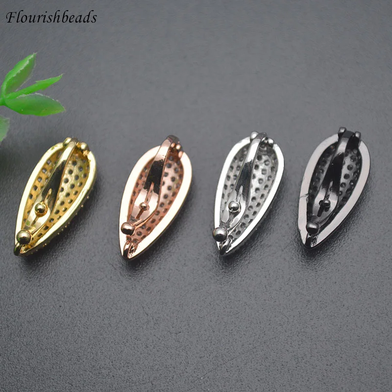 10x20mm Oval Shape Paved Cubic Zircon Beads Necklace Clasp Accessories for Women DIY Fashion Jewelry Making