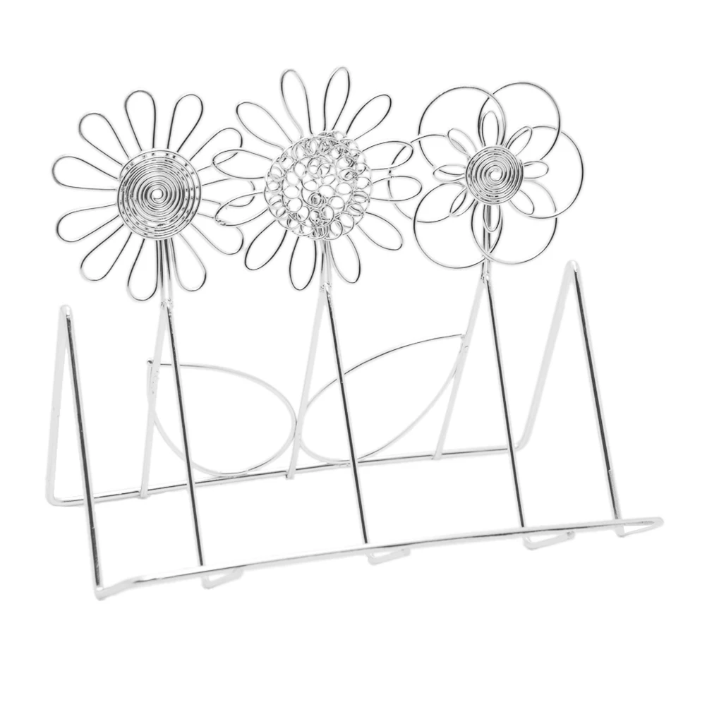

Stainless Steel Elegant Vertical Flower Desktop Card Stand Business Office Decor Organizer For Cards Phones Notebooks Home Use