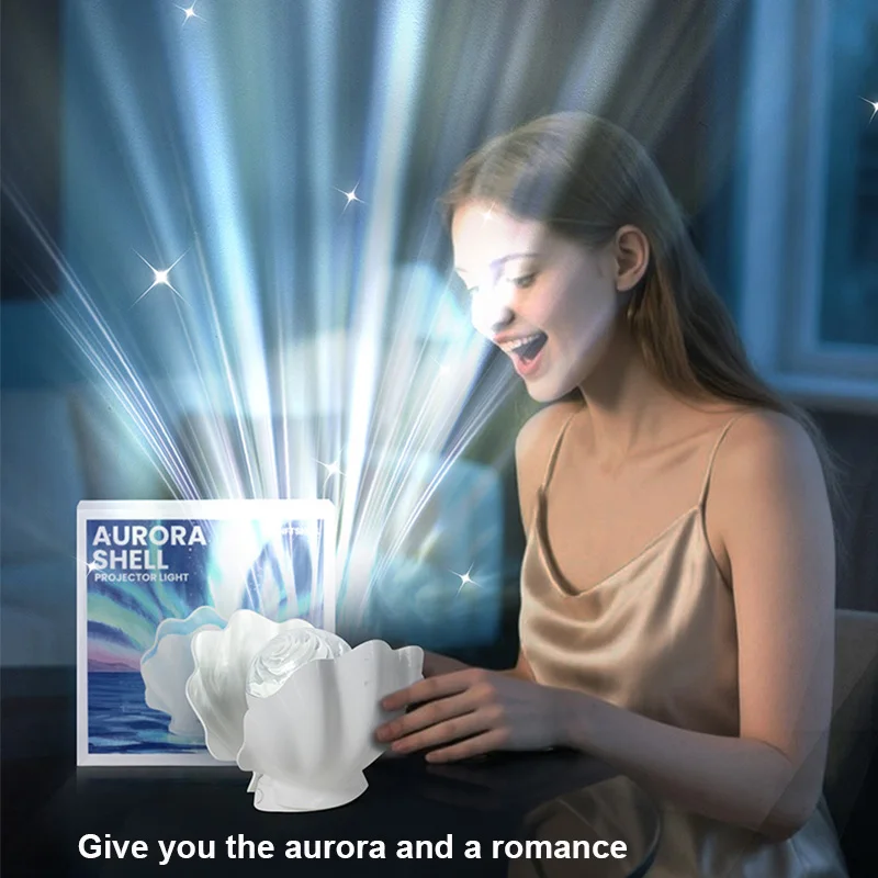 قذيفة لؤلؤة السماء المرصعة بالنجوم الإسقاط أورورا تموج الماء جو مصباح رومانسية غرفة نوم سقف ضوء الليل
