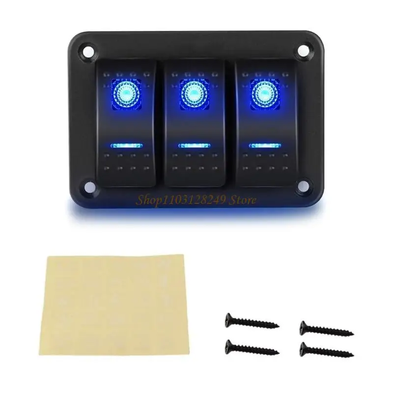 

N5KD 12V Switch Panel Rockers Light Toggle with Blue LED Light Easy Operation Waterproof Design for Vehicles Boats