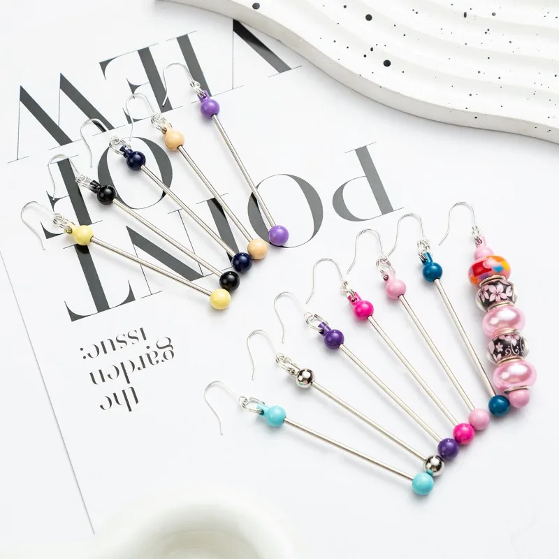 2pcs Beaded Metal Earrings Accessories Handmade DIY Making Jewelry Multi Color Beaded Earrings Earchains