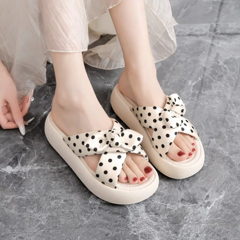 Womens Summer Slippers Women Thick Soled Sloping Heel Slippers Women Fashionable