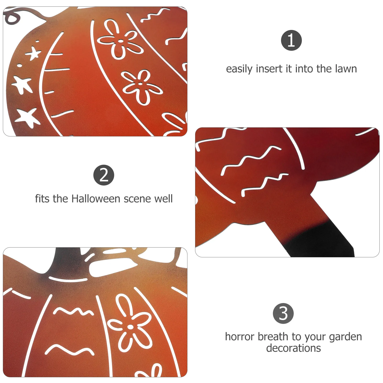 

Decor Pumpkin Garden Ground Fall Outdoor Sign Insert Card Orange Iron Decorations