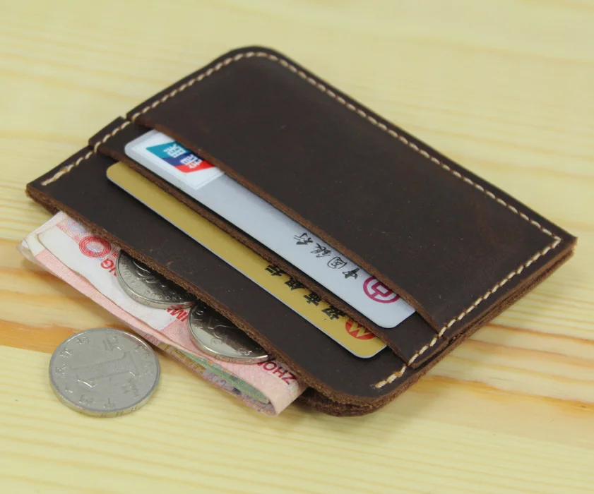 Genuine Leather 100% Credit Card Holder Men ID Case Women Business Coin Bag Purse small wallet