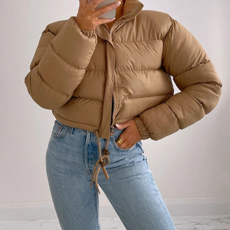 

Autumn Winter New Fashion Women's Clothing Short Coat Casual Long-sleeved Thick Bread Jacket Down Cotton Cardigan