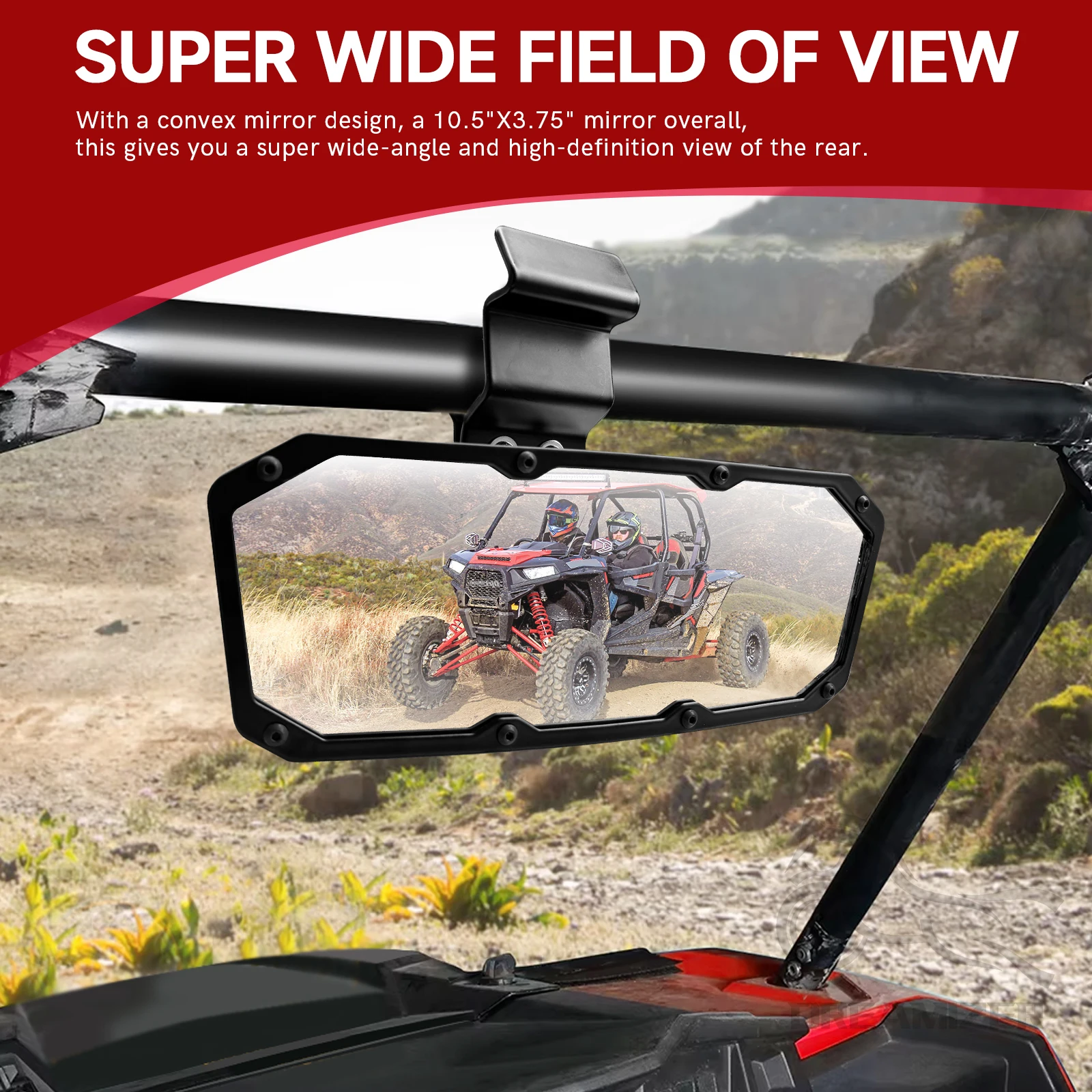 UTV 360°Center Rear View Mirror Off-road For 2015-2023 Polaris Ranger 570 900 1000 Crew XP 1000 Crew Can Am Defender Accessories