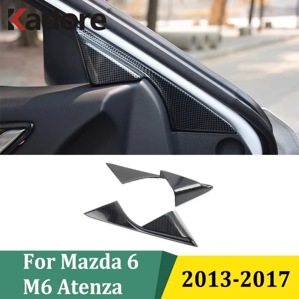 For Mazda 6 Atenza M6 2013-2015 2016 2017 Carbon Fiber Side Door Window Triangle Trim A Pillar Cover Car Styling Accessories