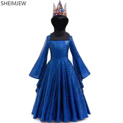 Ny Halloween Prinsessa Ond Drottning Barn Cosplay Kostym Med Krona Gotisk Maskeradklänning Flickor Karneval Festklänning 2025 6 best sales ond drottning kostym - №2