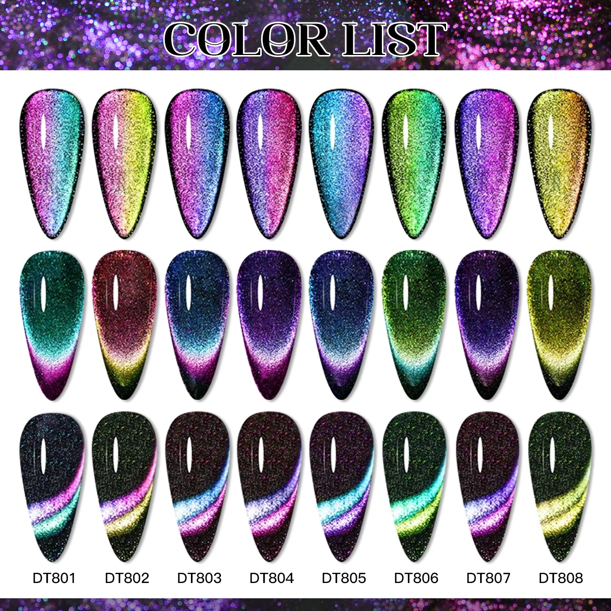 7ML 9D Rainbow Glitter Cat Magnetic Nail Gel Polonês Semi Permanente Soak Off Sparkling Nail Art Verniz UV Gel