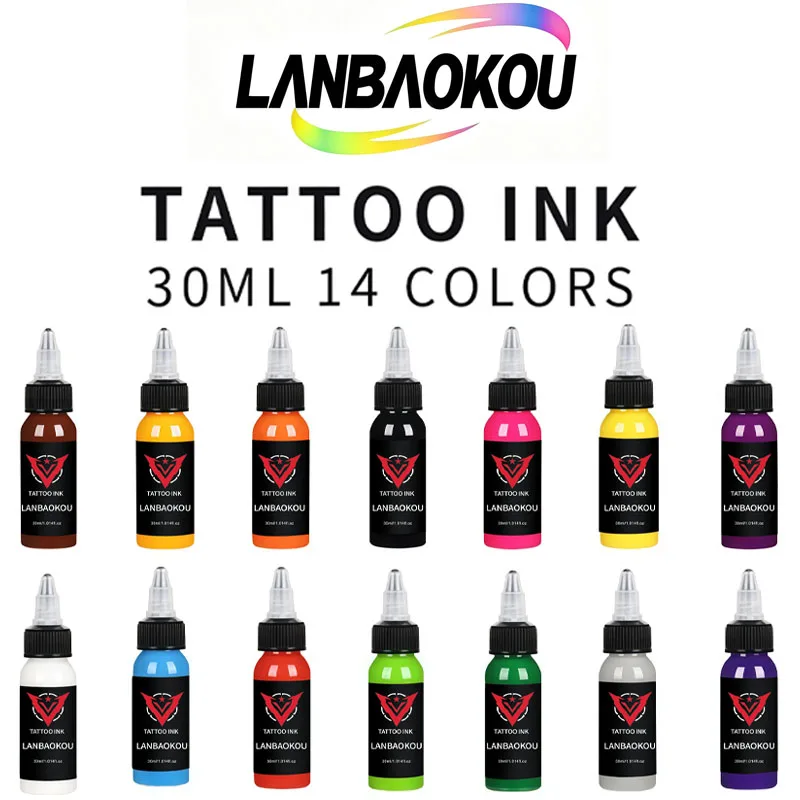 14Colors 30ml Tattoo Ink Pigment Body Color Drawing Art Tattoo Ink Semi-permanent Makeup Tattoo Supplies for Tattoo Artists
