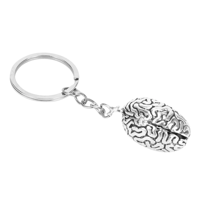 2X Brain Keychain Alloy Smart Brainiac IQ portachiavi Fob Chain Medicine Human
