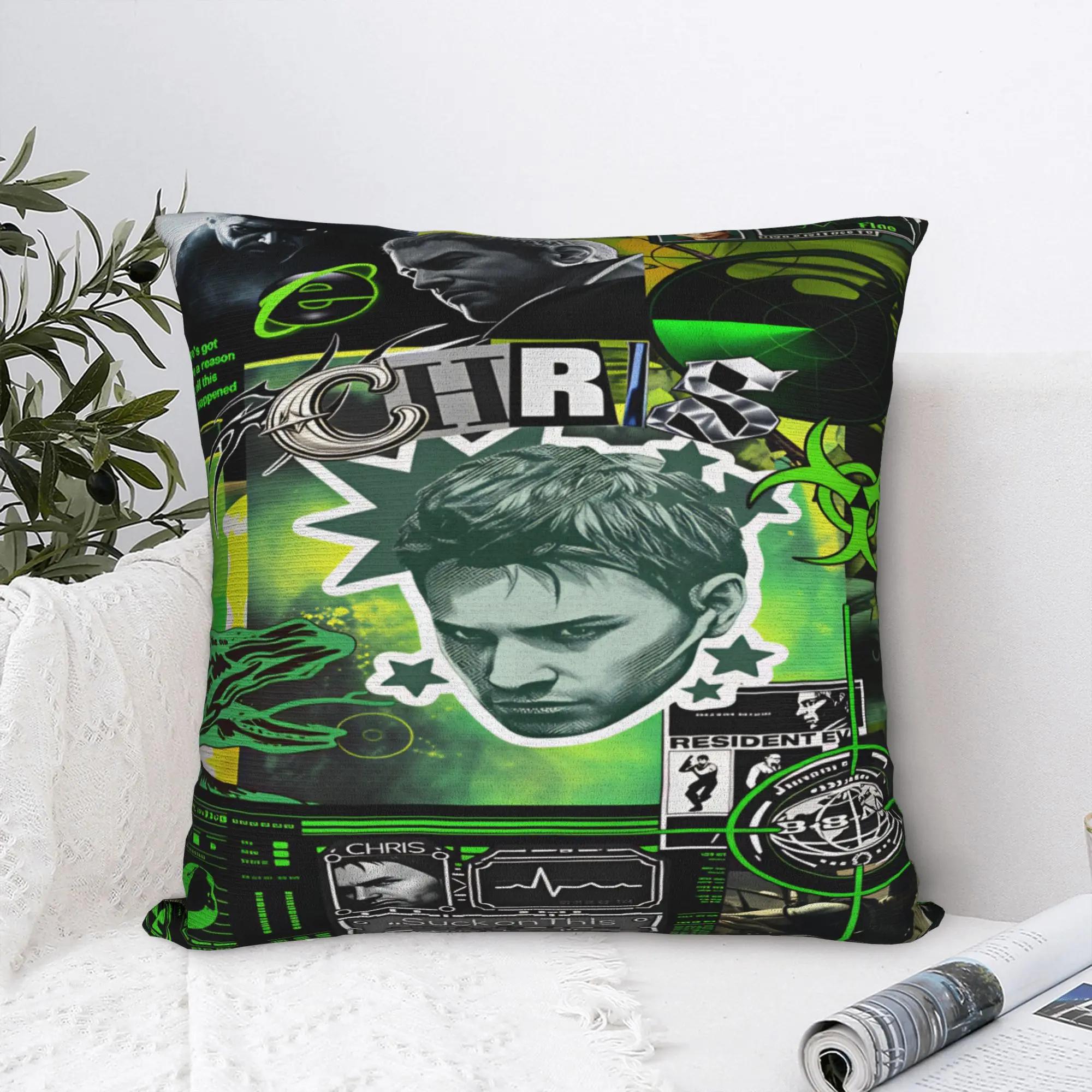 Chris Redfield Resident Evil Pillow Case  Comfy Pillow Cover For Living Room Bed Chair Kawaii Pillowcases
