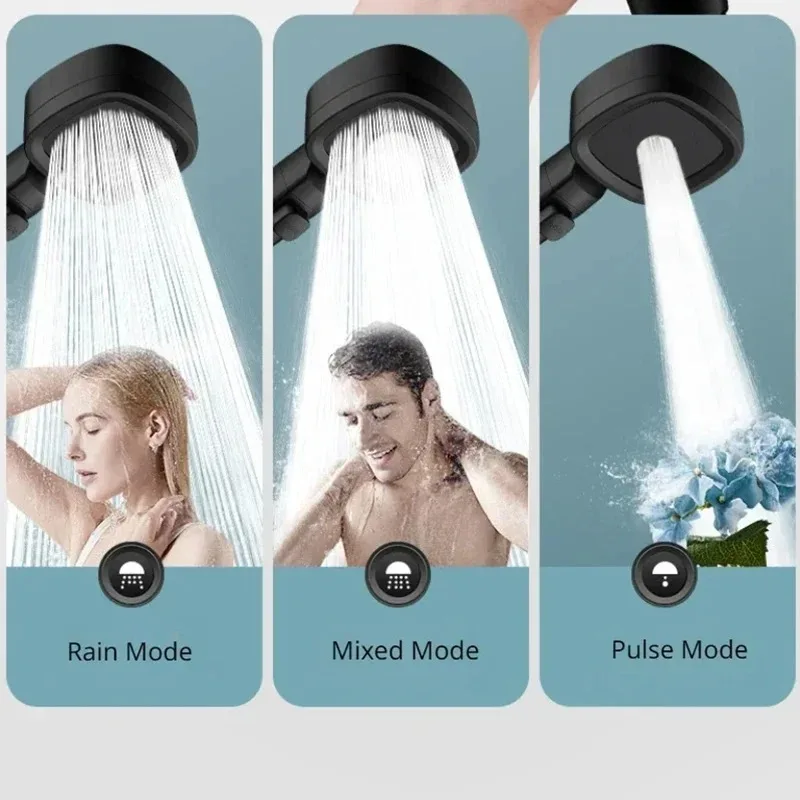 High Pressure Shower Head Water Saving 3 Modes Shower Heads Adjustable One-Key Stop Water Massage Sprayer Bathroom Accessories image 2