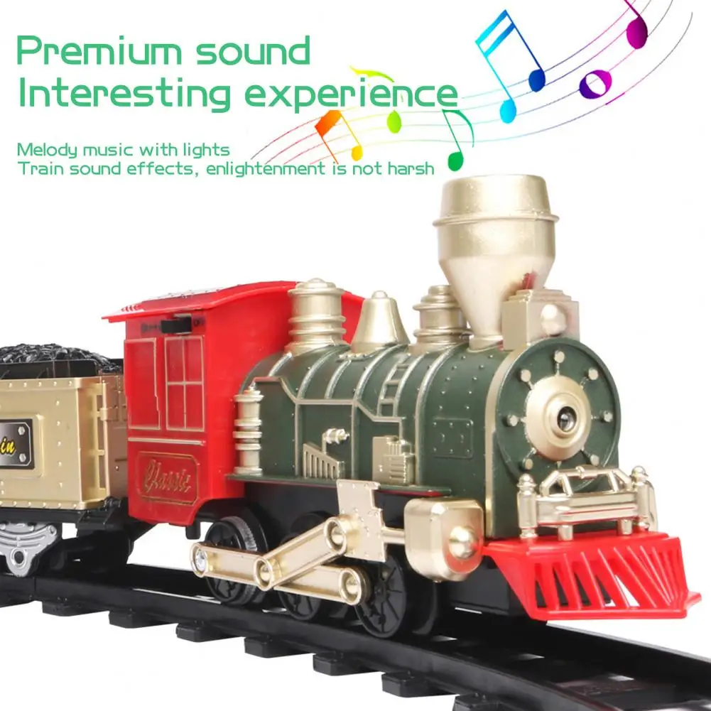 Electric Train Toy with Light Sound Educational Electric Train Toy with Carriages Track for Toddlers Boys Girls Christmas Gift