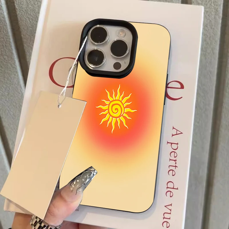 Summer Sun Pattern Lychee Texture Silicone Phone Case For iPhone 17 Pro Max 16 15 14 Plus 16 15 13 14 12 11 Pro 17Air Soft Cover