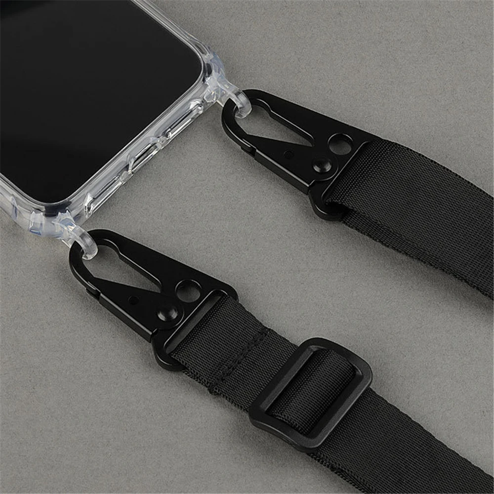 Luxury Transparent Crossbody Necklace With Lanyards Phone Case For iPhone 16 15 Pro Max 14 13 12 11 XR X 8 Plus Shockproof Cover